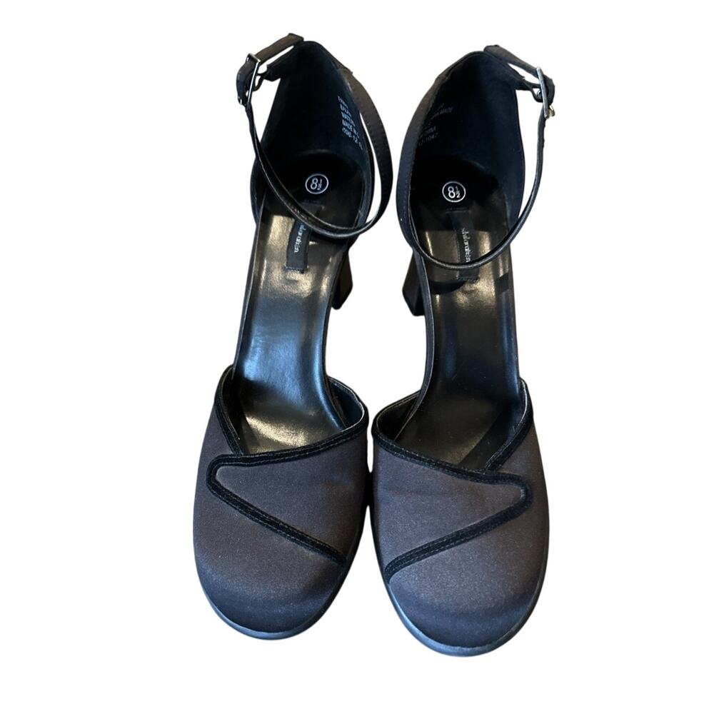 Satin Chunky Vintage Dress Pumps W/ Velvet Accents 8.5 Black 90’s Xhilaratian